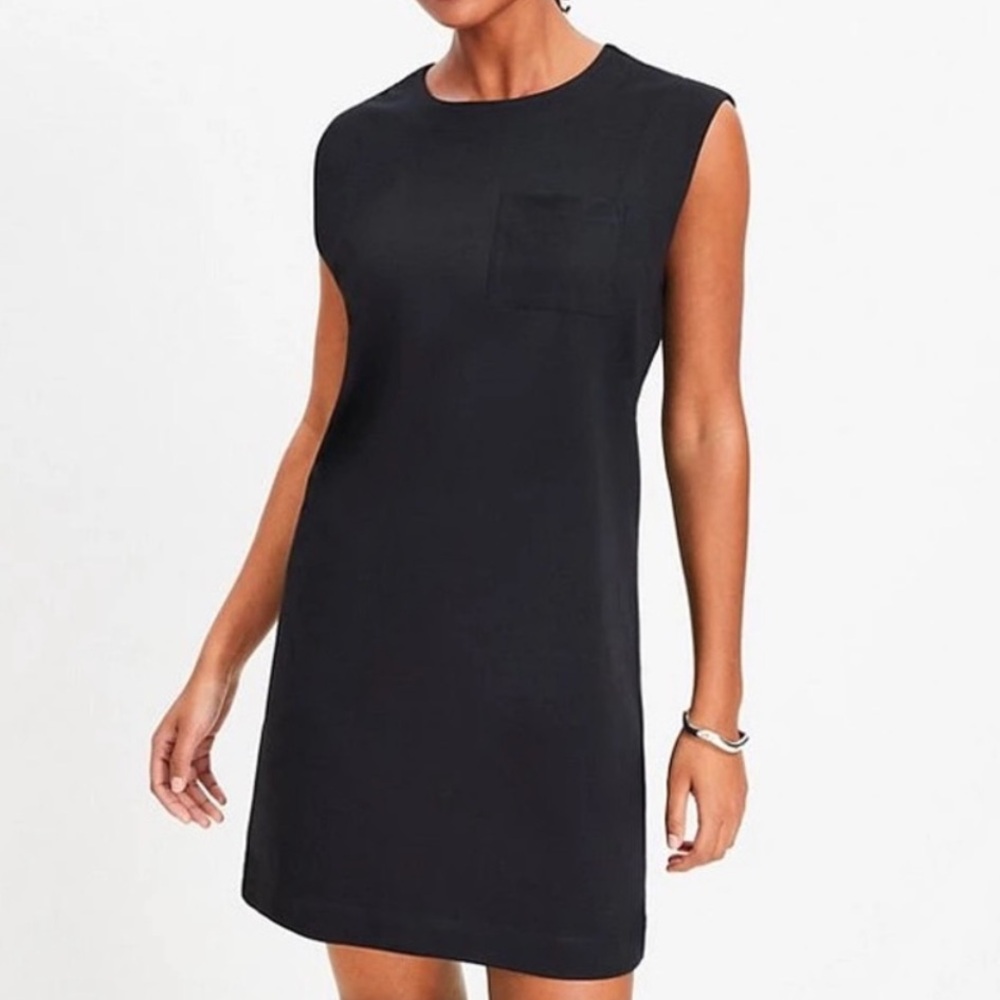 NWT Loft Women’s Pocket Muscle Tee Mini Shift Dress Black Size XL
